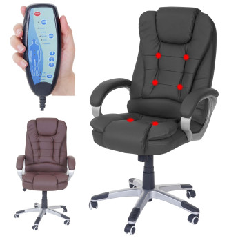 Fauteuil de bureau pro Blackborn, chaise de massage, fauteuil directorial, similicuir ~ marron