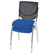 Lot de 2 chaises de conférence / visiteur T401, empilable ~ siège bleu, pieds chromés