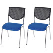 Lot de 2 chaises de conférence / visiteur T401, empilable ~ siège bleu, pieds chromés