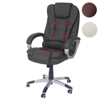 Fauteuil de bureau pro Blackborn, chaise de massage, fauteuil directorial, similicuir ~ noir