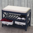 Étagère à chaussures, banquette 45x65x34cm, style shabby, vintage ~ bleu