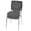 Lot de 2 chaises visiteur T401, chaise de conférence, empilable, tissu ~ siège gris, pieds chromés