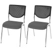Lot de 2 chaises visiteur T401, chaise de conférence, empilable, tissu ~ siège gris, pieds chromés