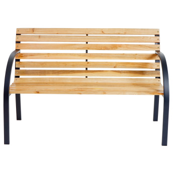 Banc de jardin Granada II, banc en bois avec accoudoir, bois dur en eucalyptus 81x122x59cm