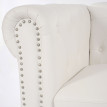 Fauteuil de luxe Chesterfield, fauteuil longue, similicuir ~ pieds ronds, blanc avec ottomane