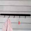 2x garde-robe murale Almelo, liston de garde-robe, vestiaire, bois de pin, 72cm ~ noir