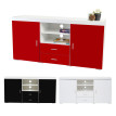 Commode Portland, buffet, table basse, poli fin, 160x80x40cm ~ noir