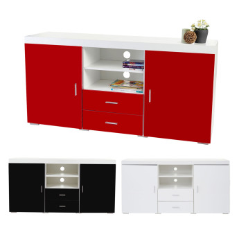 Commode Portland, buffet, table basse, poli fin, 160x80x40cm ~ noir