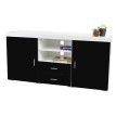 Commode Portland, buffet, table basse, poli fin, 160x80x40cm ~ noir