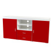 Commode Portland, buffet, bahut, poli fin 160x80x40cm ~ rouge