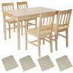 Garniture de salle à manger Harstad, table + 4 chaises, pin ~ nature avec 4 coussins crème