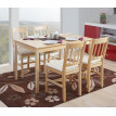 Garniture de salle à manger Harstad, table + 4 chaises, pin ~ nature avec 4 coussins crème