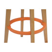 2x tabouret de bar Douglas, chaise de bar/comptoir, bois, similicuir 70x43x43cm ~ blanc/orange