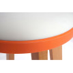 2x tabouret de bar Douglas, chaise de bar/comptoir, bois, similicuir 70x43x43cm ~ blanc/orange