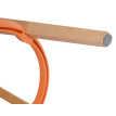 2x tabouret de bar Douglas, chaise de bar/comptoir, bois, similicuir 70x43x43cm ~ blanc/orange
