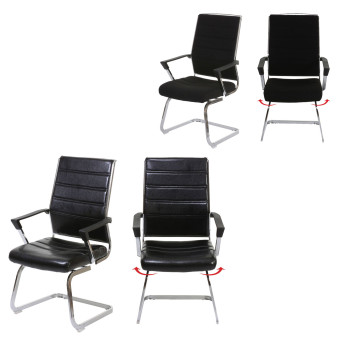 2x chaise de conférence Salamanca, chaise visiteurs cantilever, pitovant ~ similicuir noir