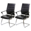 2x chaise de conférence Salamanca, chaise visiteurs cantilever, pitovant ~ similicuir noir