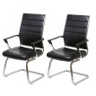 2x chaise de conférence Salamanca, chaise visiteurs cantilever, pitovant ~ similicuir noir