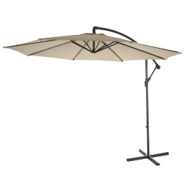 Parasol déporté semi-pro Acerra, protection contre le soleil, 3m inclinable ~ crème sans support