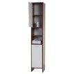 Armoire haute Arezzo, armoire de salle de bain, 56x60x28cm ~ marrons, portes blanches