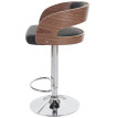 Tabouret de bar / chaise Sisak, style retro, bois ~ rembourrage noir