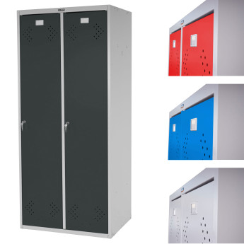 Vestiaire double Valberg T338, armoire métallique, 2 portes, 183x81x50cm selon ASR ~ rouge