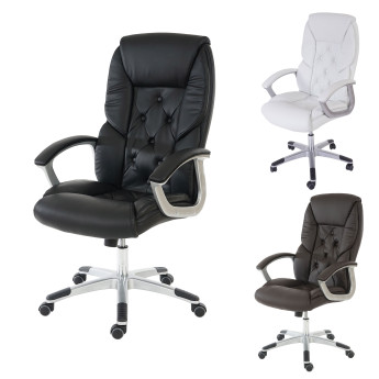 Fauteuil de bureau pro Trient XXL, charge 150kg, similicuir ~ blanc