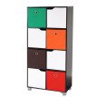 Armoire T365, étagère indépendante en bois, noisette, avec 4 boîtes pliables ~ multicolore