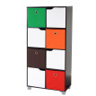 Armoire T365, étagère indépendante en bois, noisette, avec 4 boîtes pliables ~ multicolore
