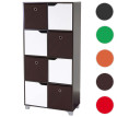 Armoire T365, étagère indépendante en bois, noisette, avec 4 boîtes pliables ~ multicolore