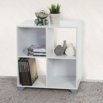 +tagère T364, étagère indépendante à médias, bibliothèque, étagère en bois ~ 4 compartiments