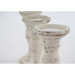 Bougeoir candélabre T361, romantique, 3 parties, style shabby, hauteur 24cm - blanc