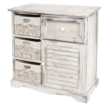 Commode Asti, armoire, tiroir vitrine, style shabby, vintage 64x60x30cm ~ blanc