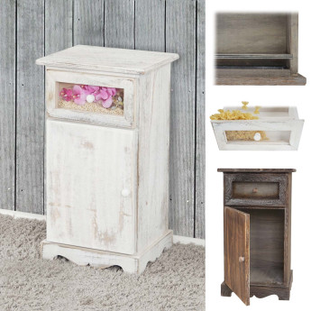 Commode Asti, armoire, tiroir vitrine, style shabby, vintage 63x34x29cm ~ marron