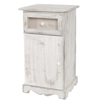 Commode Asti, armoire, tiroir vitrine, style shabby, vintage 63x34x29cm ~ blanc