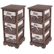 2x commodes /meubles d'appoint / étagères, 3 paniers, 25x28x58cm, shabby, vintage, marron