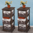 2x commodes /meubles d'appoint / étagères, 3 paniers, 25x28x58cm, shabby, vintage, marron