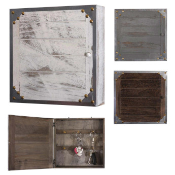 Boîte à clés Virginia T209 coffret mural rangement shabby chic vintage ~ gris