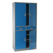 Meuble-classeur Boston T132, placard en métal, 51kg, 4 portes, 2 tiroirs, 180x85x40cm ~ bleu