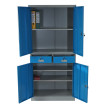Meuble-classeur Boston T132, placard en métal, 51kg, 4 portes, 2 tiroirs, 180x85x40cm ~ bleu