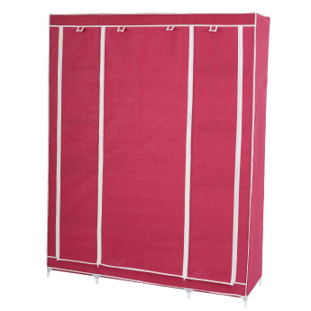 Armoire penderie pliante tissu de camping 173x135x45cm ~ rouge