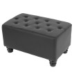 Fauteuil de luxe lounge relax Chesterfield avec pouf, similicuir ~ pieds ronds, noir
