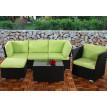 Fauteuil de jardin Siena avec pouf polyrotin pr milieu gastronomique ~ gris foncé, coussins crème