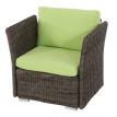 Fauteuil de jardin Siena polyrotin pr milieu gastronomique ~ taupe, coussins vert pomme