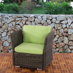 Fauteuil de jardin Siena polyrotin pr milieu gastronomique ~ taupe, coussins vert pomme