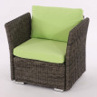 Fauteuil de jardin Siena polyrotin pr milieu gastronomique ~ taupe, coussins vert pomme