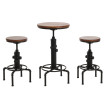 Set table de bar + 2x tabourets de bar HWC-N23, chaise de bar table haute réglable en hauteur pivotante repose-pieds ind