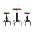 Set table de bar + 2x tabourets de bar HWC-N23, chaise de bar table haute réglable en hauteur pivotante repose-pieds ind