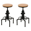 Lot de 2 tabourets de bar HWC-N23, tabouret de bar réglable en hauteur pivotant repose-pieds Industrial acier massif-boi