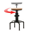 Lot de 2 tabourets de bar HWC-N23, tabouret de bar réglable en hauteur pivotant repose-pieds Industrial acier massif-boi
